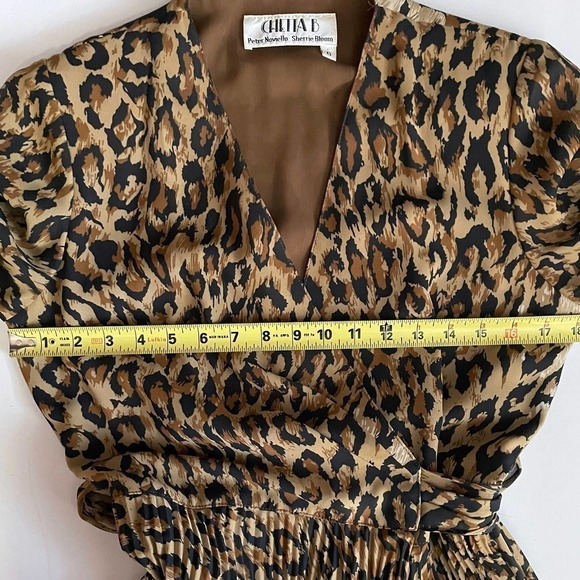 Chetta B Peter Noviello Sherrie Bloom Leopard Wrap Dress Size 6 - Picture 10 of 10